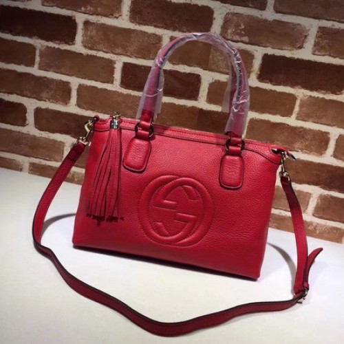 Borsa con manico superiore Soho in pelle di vitello Gucci 308362 rossa