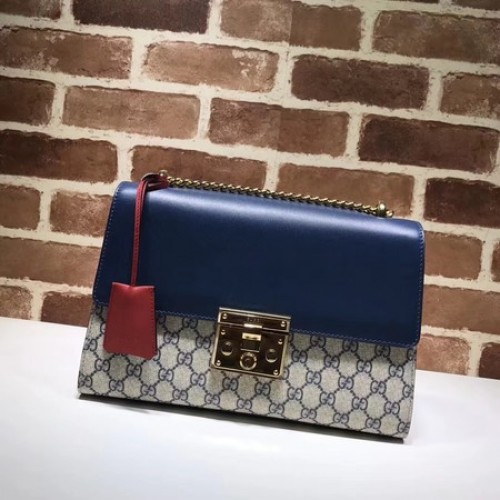 Borsa a tracolla GG media Gucci Padlock 409486 blu
