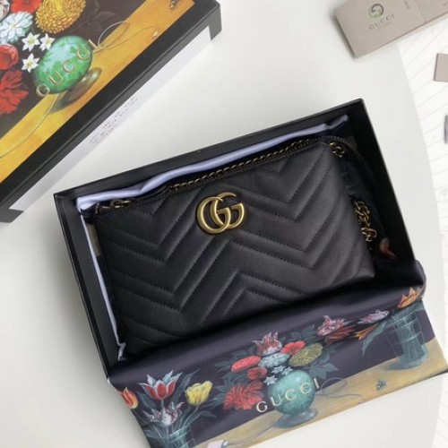 Mini borsa a catena Gucci GG Marmont 443447 nera