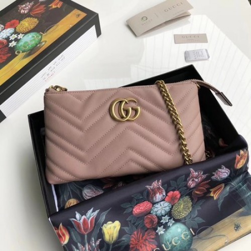 Mini borsa a catena Gucci GG Marmont 443447 Rosa