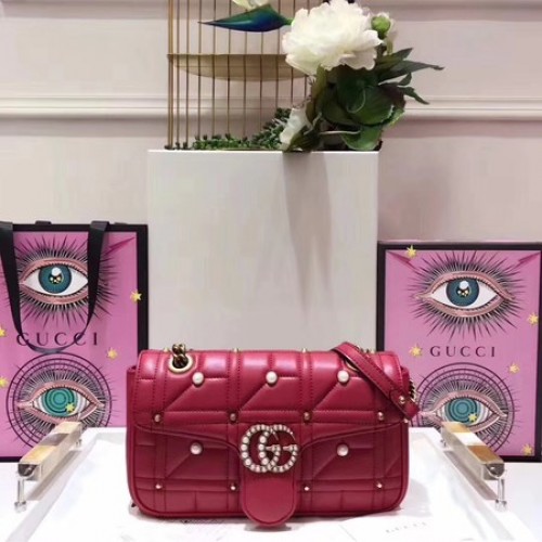 Borsa a tracolla piccola Gucci GG Marmont Matelasse 443497 rossa