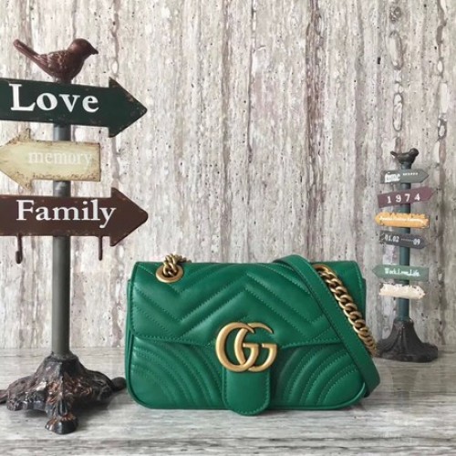Borsa Mini Gucci GG Marmont matelasse 446744 Verde