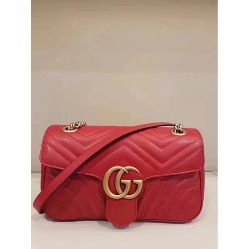 Borsa Mini Gucci GG Marmont matelasse 446744 Rossa