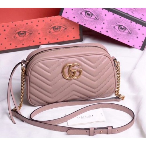 Borsa a tracolla piccola Gucci GG Marmont 447632 rosa intenso