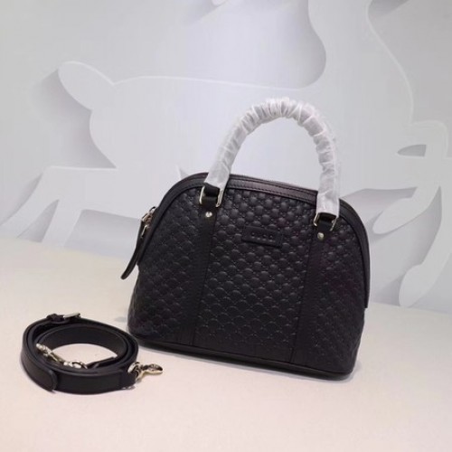 Borsa con manico superiore in pelle Gucci Signature 449654 nera