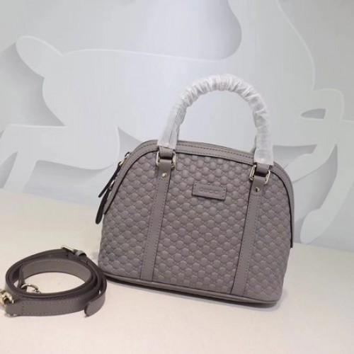 Borsa con manico superiore in pelle Gucci Signature 449654 grigia