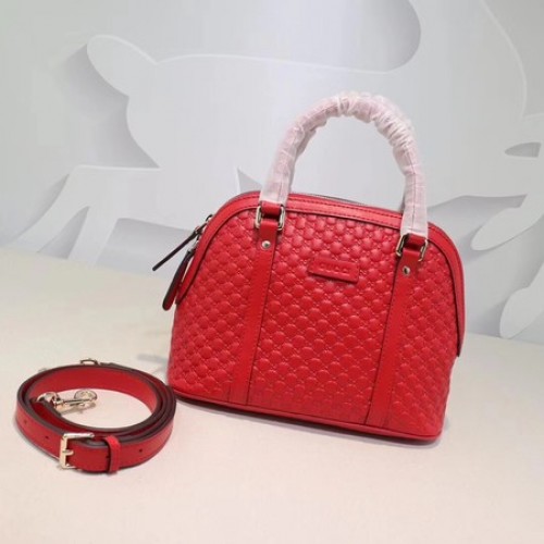 Borsa con manico superiore in pelle Gucci Signature 449654 Rossa