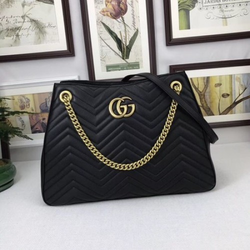 Borsa a tracolla media Matelasse Gucci GG Marmont 453569 nera