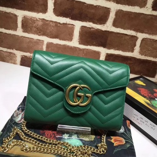 Borsa mini Gucci GG Marmont Matelasse 474575 Verde
