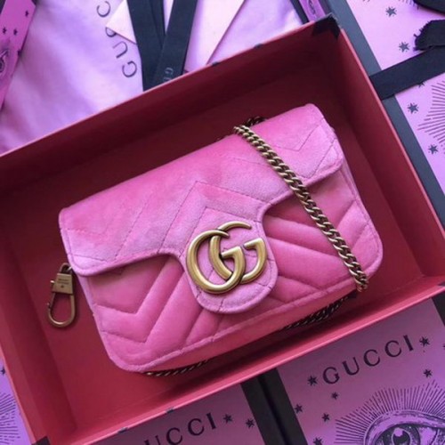 Borsa Gucci GG Marmont Velvet Super Mini 476433 Rosa