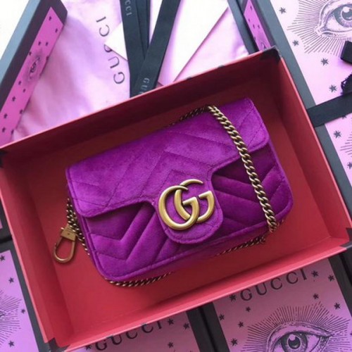 Borsa Gucci GG Marmont Velvet Super Mini 476433 Viola