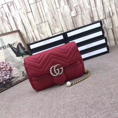 Borsa Mini Gucci GG Marmont matelasse 476809 Rossa