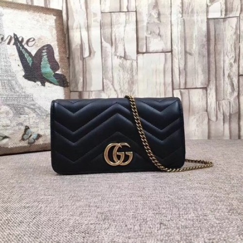 Mini borsa Gucci GG Marmont 488426 nera