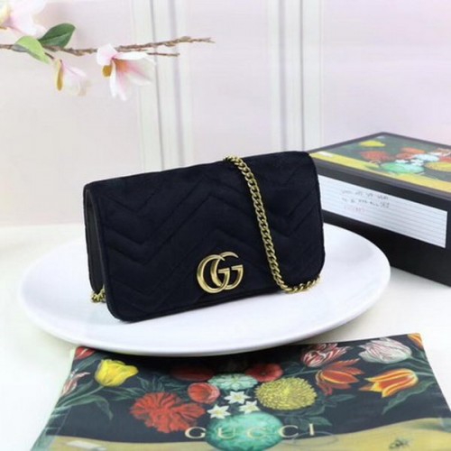 Borsa mini in velluto ricamato Gucci GG Marmont 488426 nera