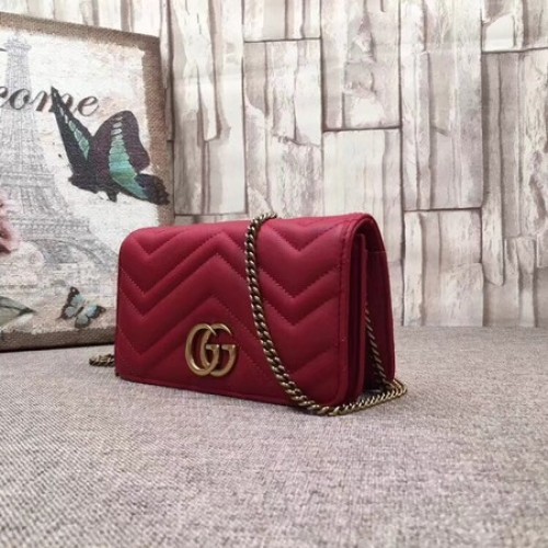 Borsa mini in velluto ricamato Gucci GG Marmont 488426 rossa