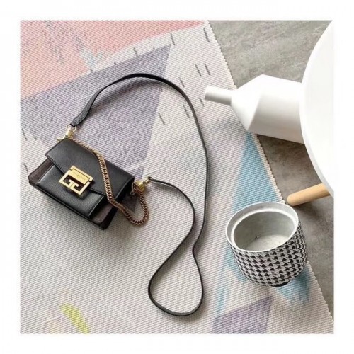 Mini borsa a tracolla GIVENCHY GV3 in pelle e camoscio 1116 nera