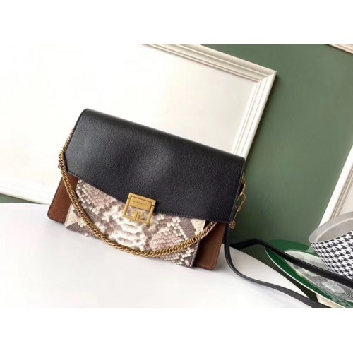 Borsa a spalla GIVENCHY GV3 in pitone e pelle 61433 nera