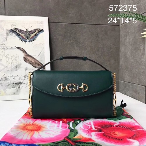 GUCCI Zumi piccola borsa a spalla in pelle 572375 Verde scuro