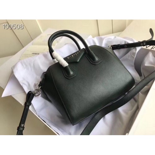 Givenchy Borsa Antigona piccola in pelle di vitello granulata BB0511 Verde nerastro