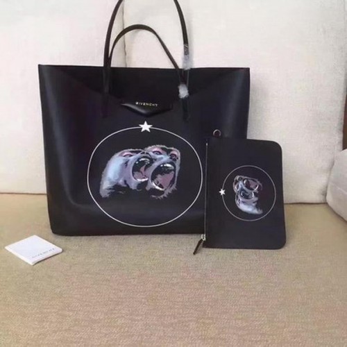 Borsa shopper grande con stampa Givenchy G6598D nera