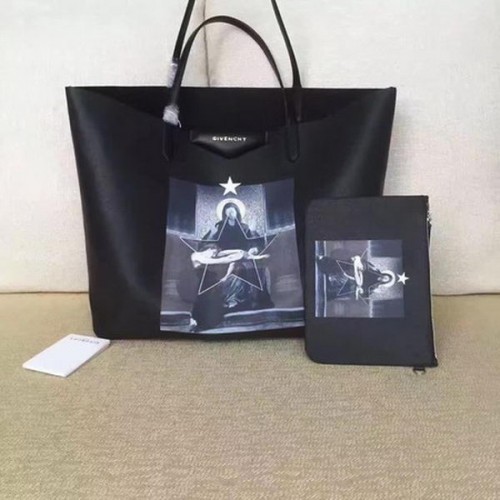 Borsa shopper grande con stampa Givenchy G6598F nera