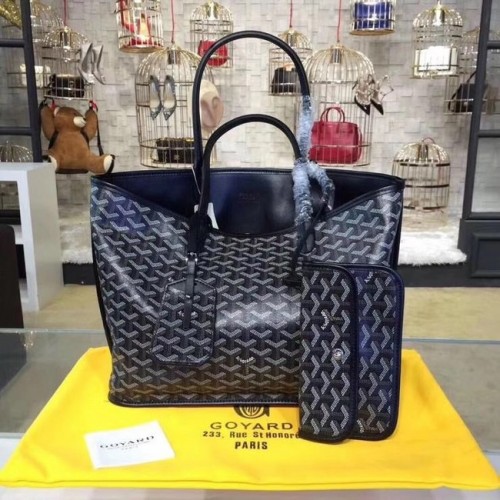 Borsa tote in pelle di vitello Goyard 20207 blu reale