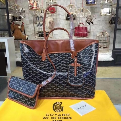 Borsa tote in pelle di vitello Goyard 20208 blu reale e marrone