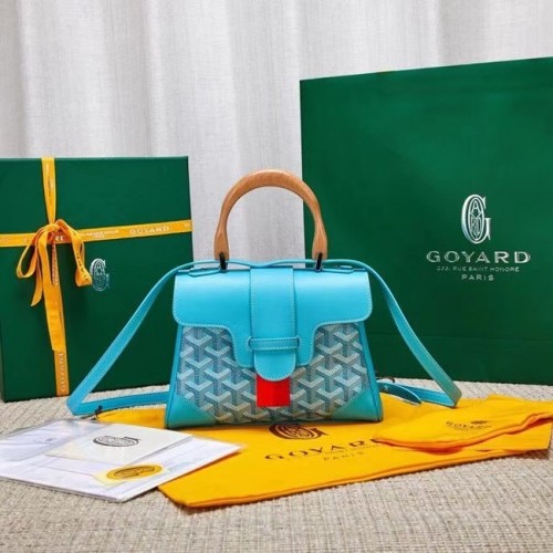 Borsa tote mini saigon in pelle di vitello Goyard 9955 azzurro