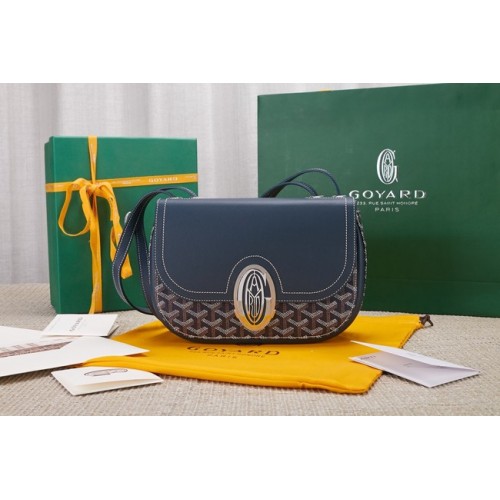 Borsa a tracolla in pelle di vitello Goyard 9967 blu scuro
