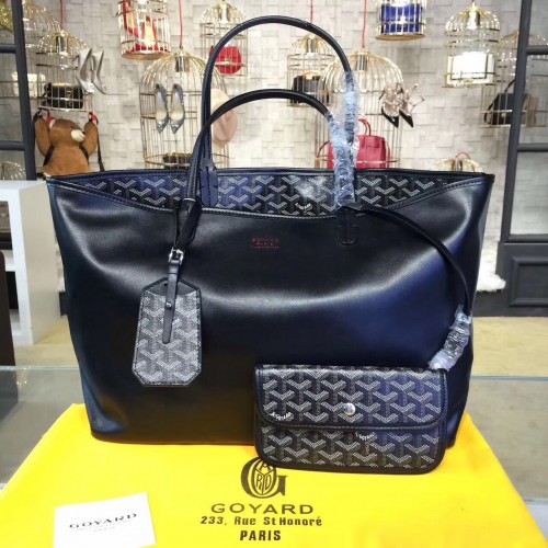 Borsa tote in pelle di vitello Goyard Y Doodling 7901 nera