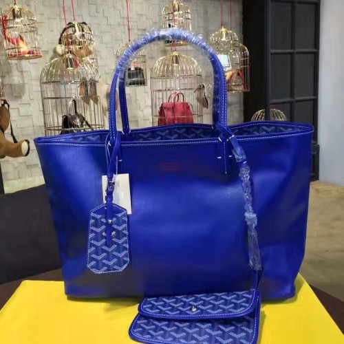 Borsa tote in pelle di vitello Goyard Y Doodling 7901 blu