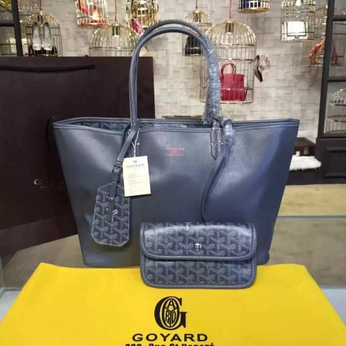 Borsa tote in pelle di vitello Goyard Y Doodling 7901 blu scuro
