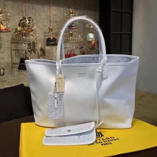 Borsa tote in pelle di vitello Goyard Y Doodling 7901 bianco sporco