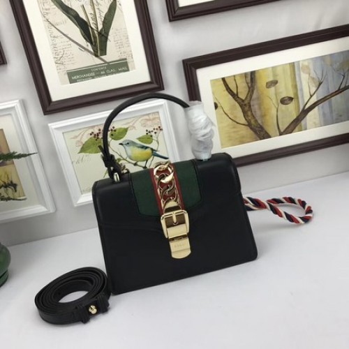 Mini borsa Gucci Sylvie Lather 470270 nera