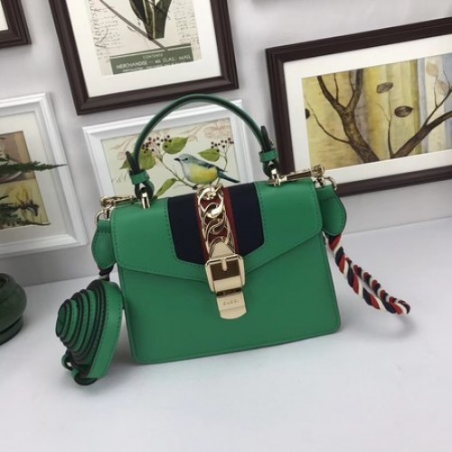 Mini Borsa Gucci Sylvie Lather 470270 Verde