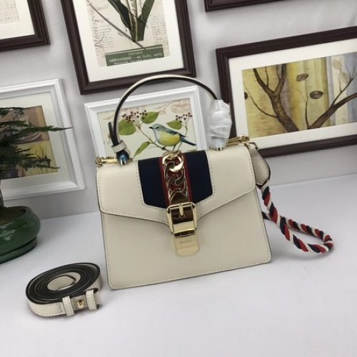 Mini borsa Gucci Sylvie Lather 470270 OffWhite
