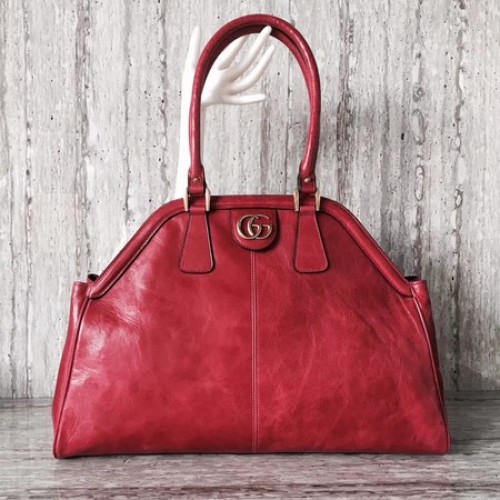 Borsa con manico superiore in pelle scamosciata Gucci 501015 rossa