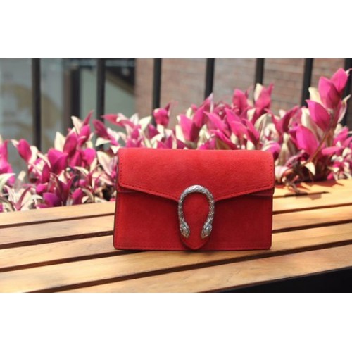 Gucci Dionysus Suede Super mini Bbag con cristalli 476432 Rosso