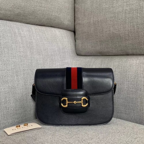 Borsa a spalla Gucci 1955 in pelle martellata 602204 nera