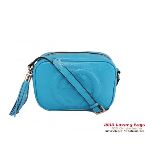 Gucci 308364 Borsa disco in pelle di vitello Soho blu