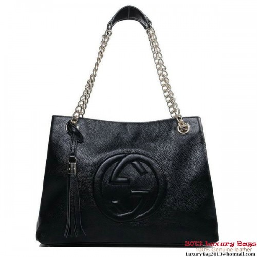 Borsa tote media Gucci 308982 A7M0G 1000 Soho nera