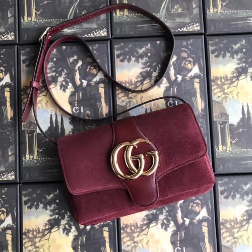 Borsa a tracolla piccola Gucci Arli 550129 in camoscio bordeaux