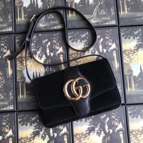 Borsa a spalla piccola Gucci Arli 550129 in camoscio nero