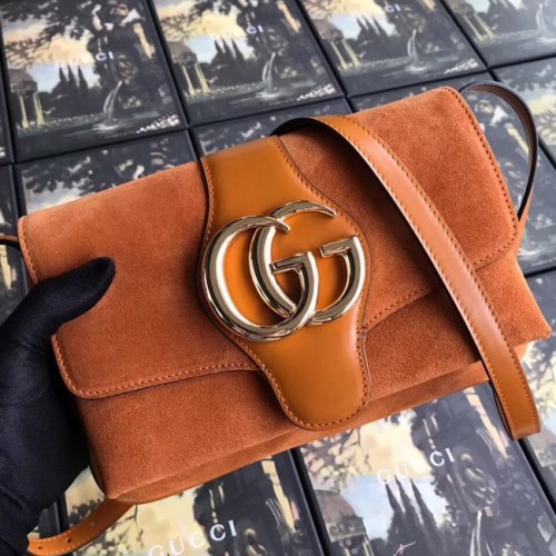 Borsa a tracolla piccola Gucci Arli 550129 in camoscio marrone