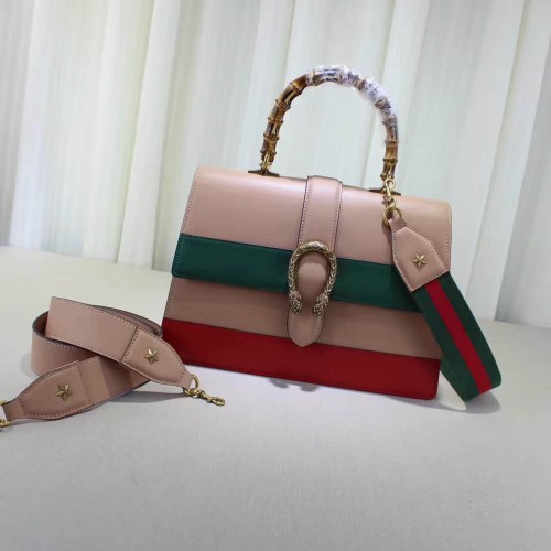 Borsa con manico superiore in pelle liscia di bambù Gucci 17410