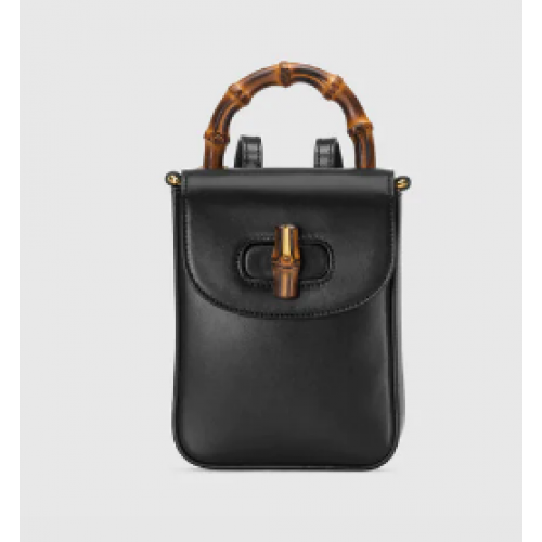 Mini borsa a mano Gucci Bamboo 702106 nera