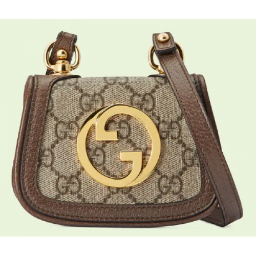 Portacarte Gucci Blondie in tela GG Supreme 698635 marrone