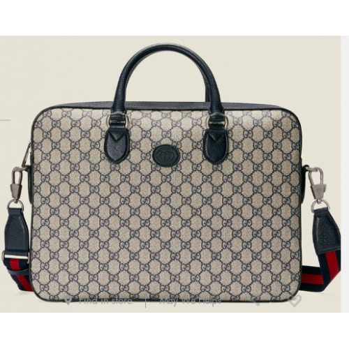 Borsa Gucci Business con Interlocking G 674140 Blu