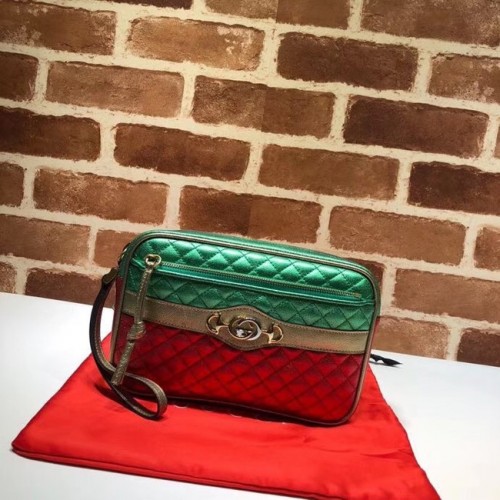 Pochette in pelle di vitello Gucci 447632 rosso&oro&verde