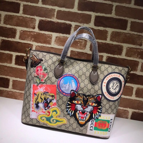 Borsa tote in tela Gucci 474085 marrone